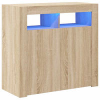 SIDEBOARD mit LED-Licht 80/35/75 cm aus Holzwerkstoff Sonoma-Eiche Dekor - Sonoma Eiche, Holz (80/75/35cm) - vidaXL