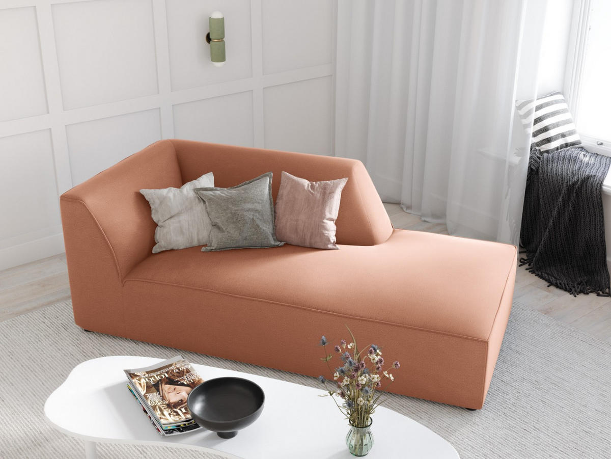 CHAISELONGUE rechts Ruby aus Samt rosa - Pink, Textil (93/69/180cm) - Micadoni