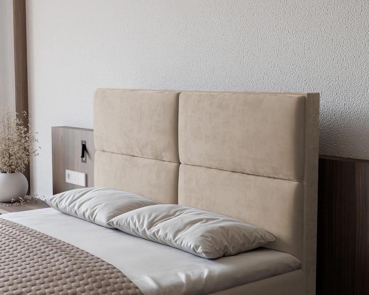 BOXBETT ORFEO 180/200 cm mit Matratze und Topper, Hellbeige - Beige, Textil (180/200cm) - Idohome