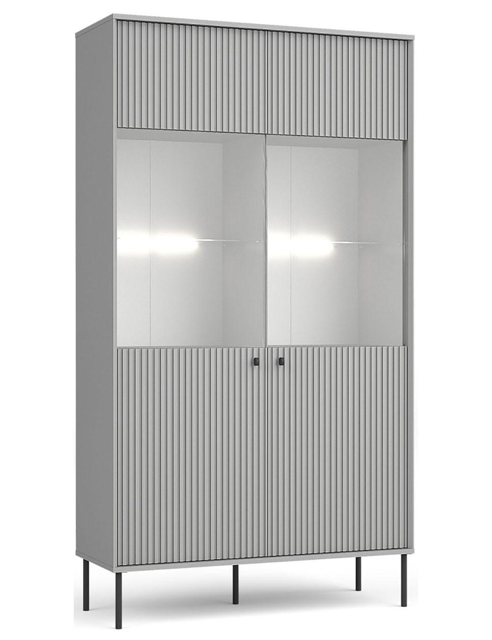 Feldmann-Wohnen Vitrine Grau, Schwarz 106x192x41 cm