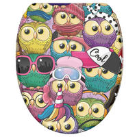 WC-SITZ mit Absenkautomatik & Top Fix Owl - Multicolor, Holzwerkstoff (37.7/5.5/48cm) - Sanilo