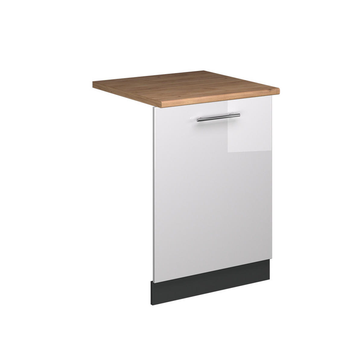 GESCHIRRSPÜLBLENDE Fame-Line Weiß Hochglanz 60 cm , AP Eiche - Weiß Hochglanz/Anthrazit, Holzwerkstoff (60/81.8/1.6cm) - Vicco