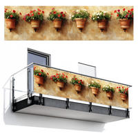 BALKON-SICHTSCHUTZ Blumentöpfe - Wand - Vintage - Terra cotta, Kunststoff (300/75cm) - MuchoWow