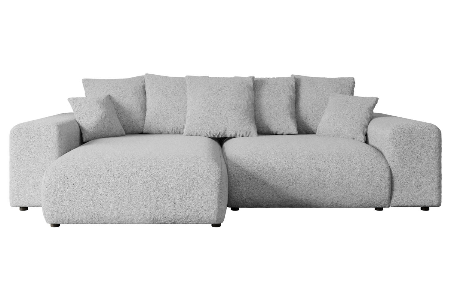 ECKSOFA mit Schlaffunktion und Bettkasten ESKAR-L 256x165x84cm Grau Bouclé - Hellgrau/Schwarz, Holzwerkstoff/Kunststoff (165/256cm) - ALTDECOR