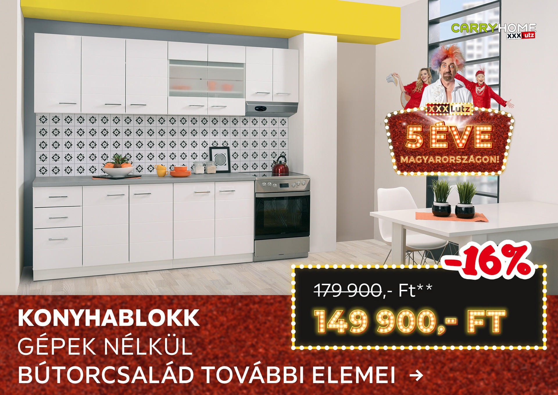 KONYHABLOKK GÉPEK NÉLKÜL Kiemelt termék 179900 Ft.- helyett 149900 Ft.-