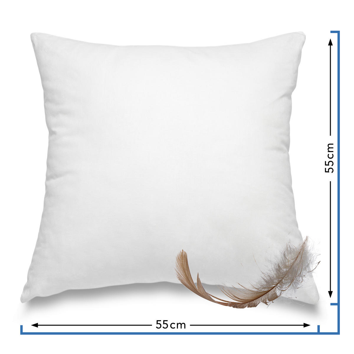 FEDERKISSEN 100% Federn 55/55 cm Bezug aus 100% Baumwolle - Weiß, Textil (55/55cm) - wometo