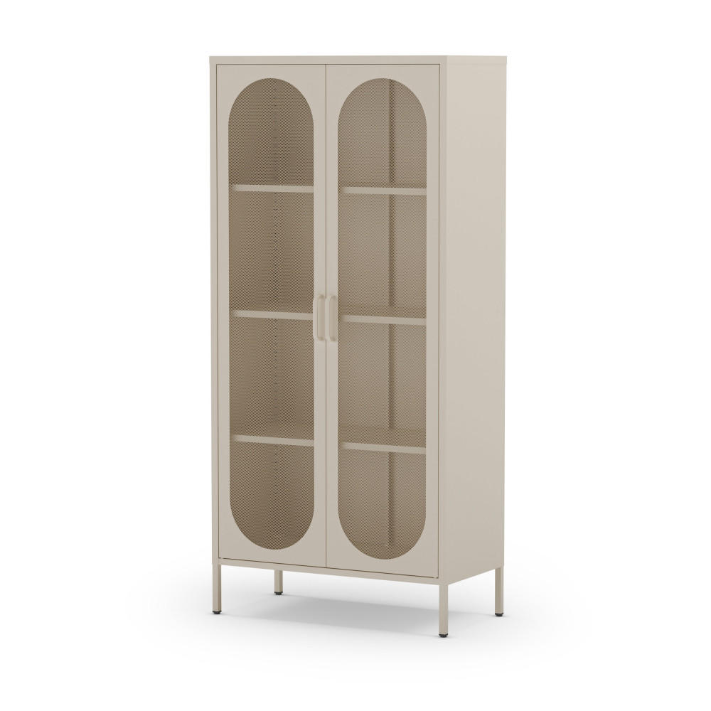 METALLVITRINE mit 2 Türen, Höhe 170 cm - Zio - Beige - Beige, Metall (80/170/40cm) - Drawer