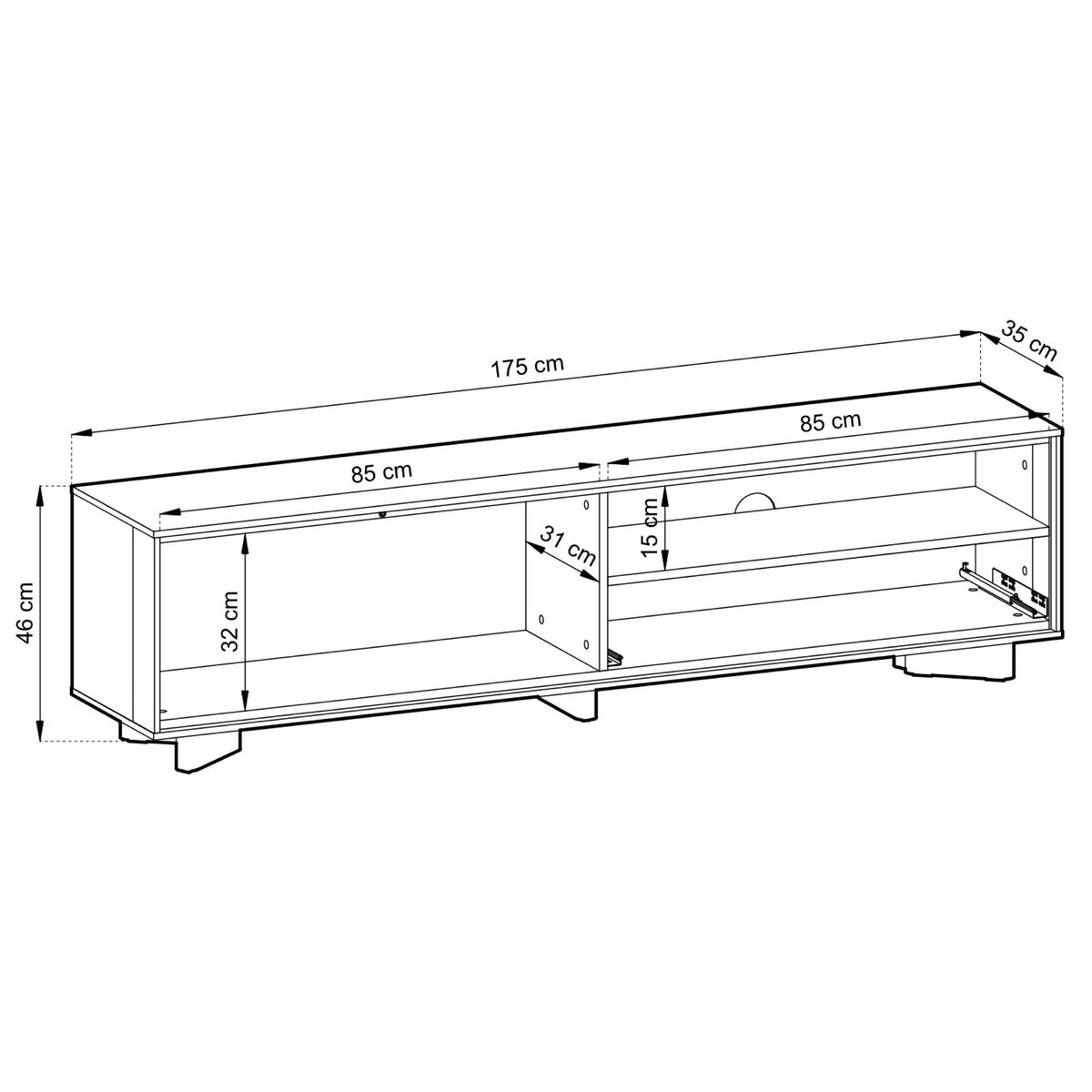 TV stolek Distria Kašmírově šedý 175/46/35 cm - béžová/šedohnědá, kompozitní dřevo (175/46/35cm) - Selsey