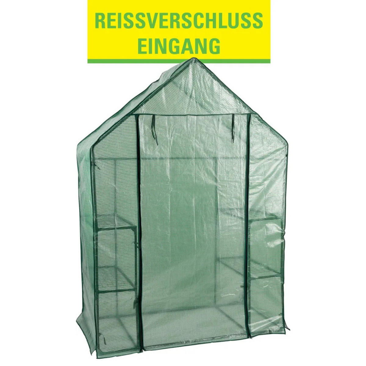 GEWÄCHSHAUS Grün 143 x 73 x 195 cm 6 Ablagen Metall Kunststoff - Grün, Kunststoff/Metall (73/195/143cm) - Kinzo