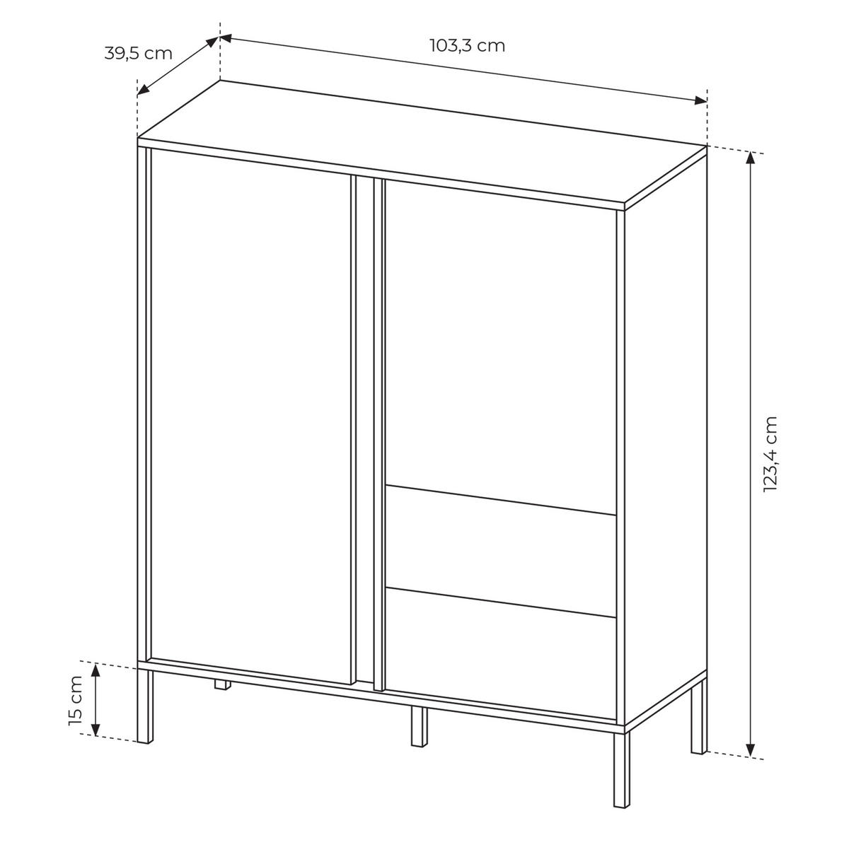 HIGHBOARD Piemontesia 2T 2S Beige 103,3/123,4/39,5 cm – mit Push-to-Open-Funktion - Beige/Schwarz, Holzwerkstoff/Metall (103.3/123.4/39.5cm) - AX Living