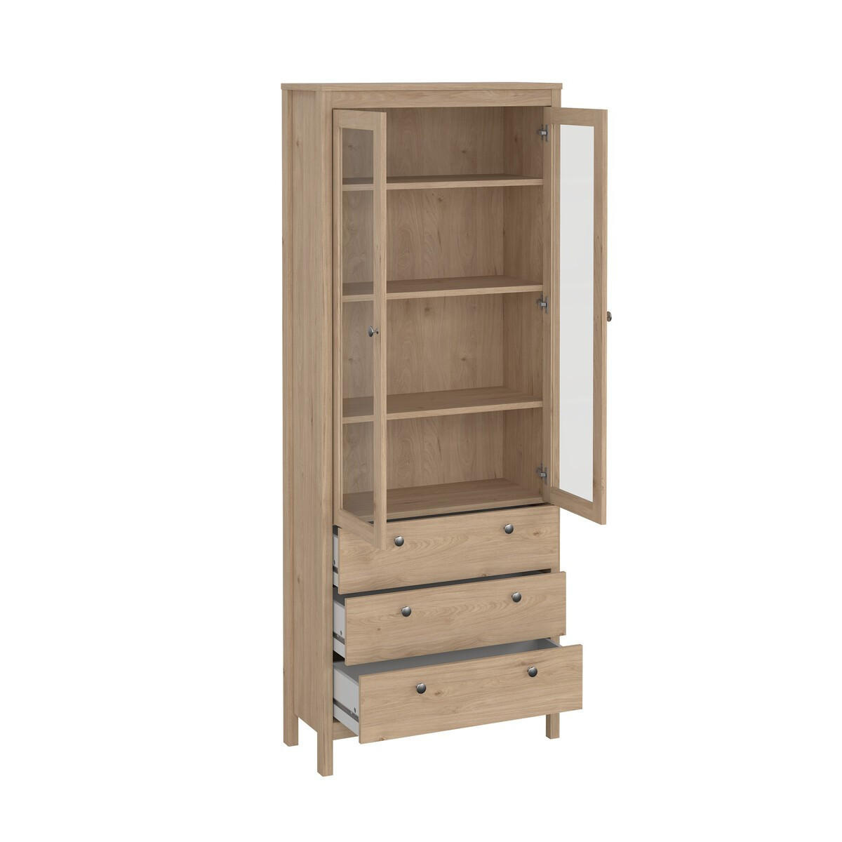VITRINENSCHRANK, Madrid, Eiche, Holzwerkstoff, 79 x 33 x 199 cm - Eichefarben, Holzwerkstoff (79/199/33cm) - Calicosy