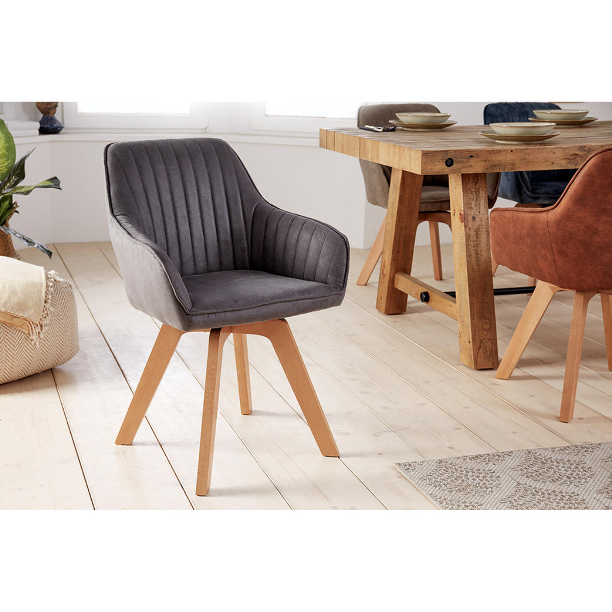 ARMLEHNSTUHL LIVORNO Microfaser Grau - Grau, Textil (62/84/62cm) - riess-ambiente