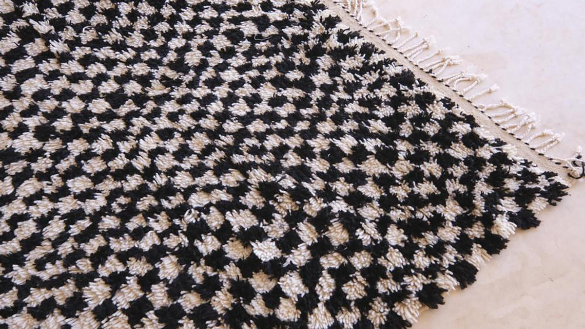 BERBERTEPPICH aus Marokko kariert 200x 300 cm - Schwarz, Naturmaterialien (200/300cm) - AFK Living
