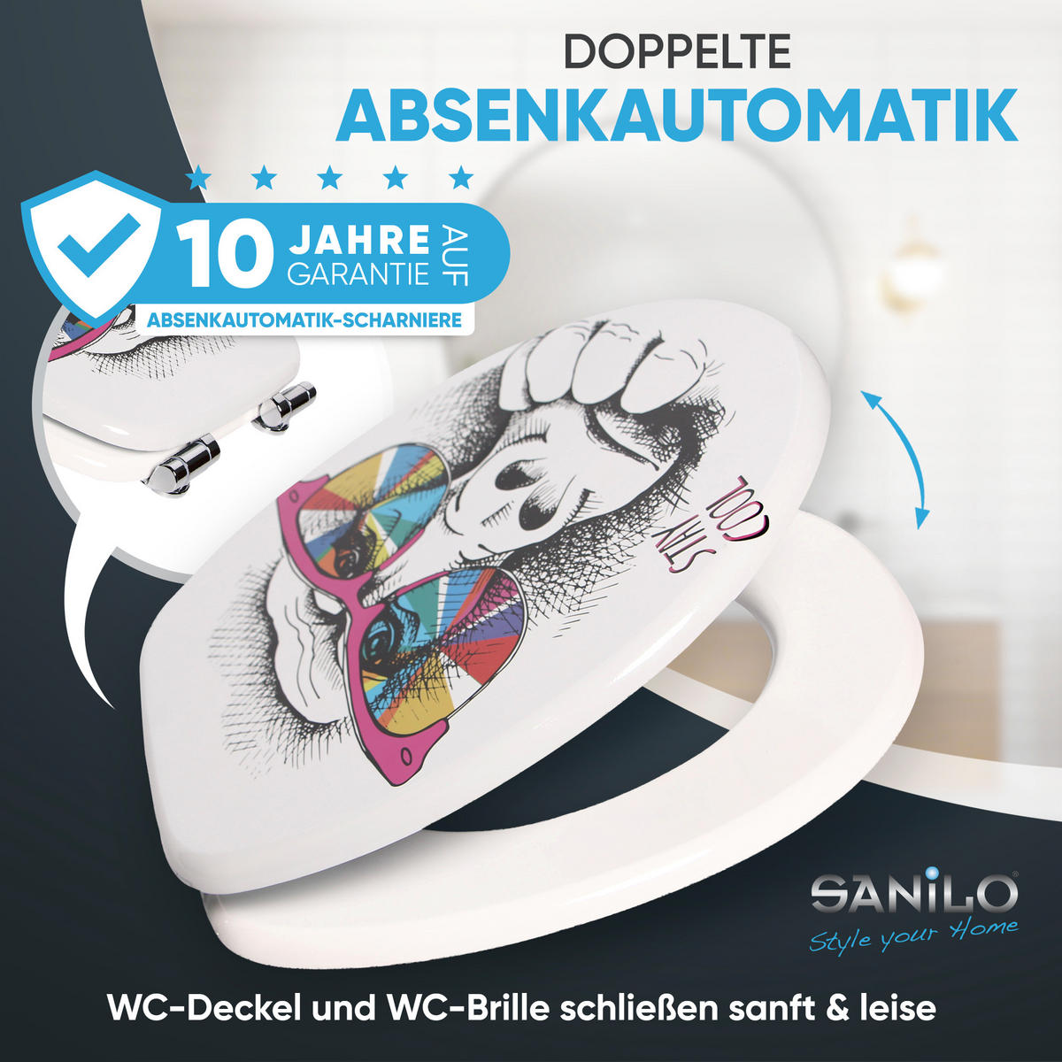 WC-SITZ mit Absenkautomatik Stay Cool - Multicolor, Holzwerkstoff (38/6/47cm) - Sanilo