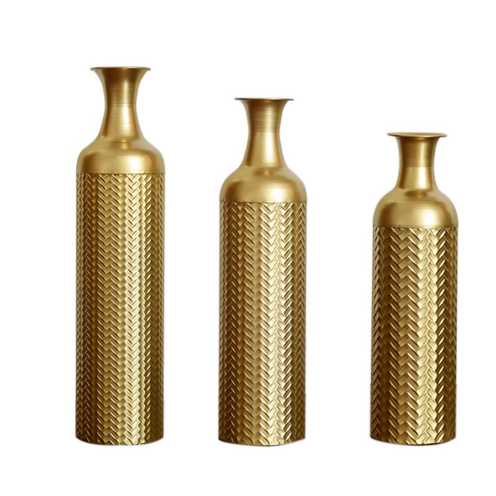 BODENVASE Metallvase,50/66/83 cm,3 tlg.Dekovase,Goldfarben - Goldfarben, Metall (83cm) - LVHOM
