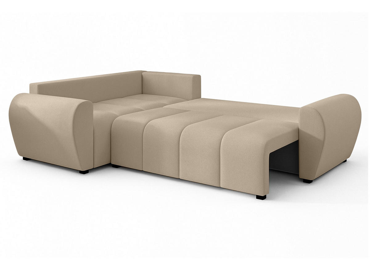 ECKSOFA L Form Malatya MAX Hellbraun 246/145/82 cm stilvolle mit Schlaffunktion L - Hellbraun/Schwarz, Kunststoff/Textil (175/235cm) - AX Living