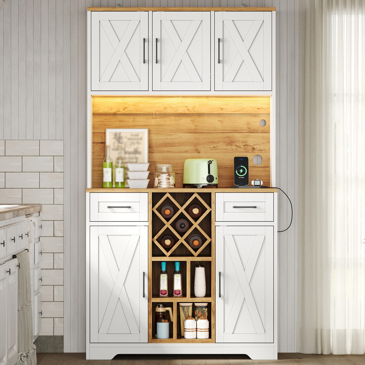 GESCHIRRSCHRANK Naturfarben 105/40/180 - Naturfarben, Holzwerkstoff (105/180/40cm)