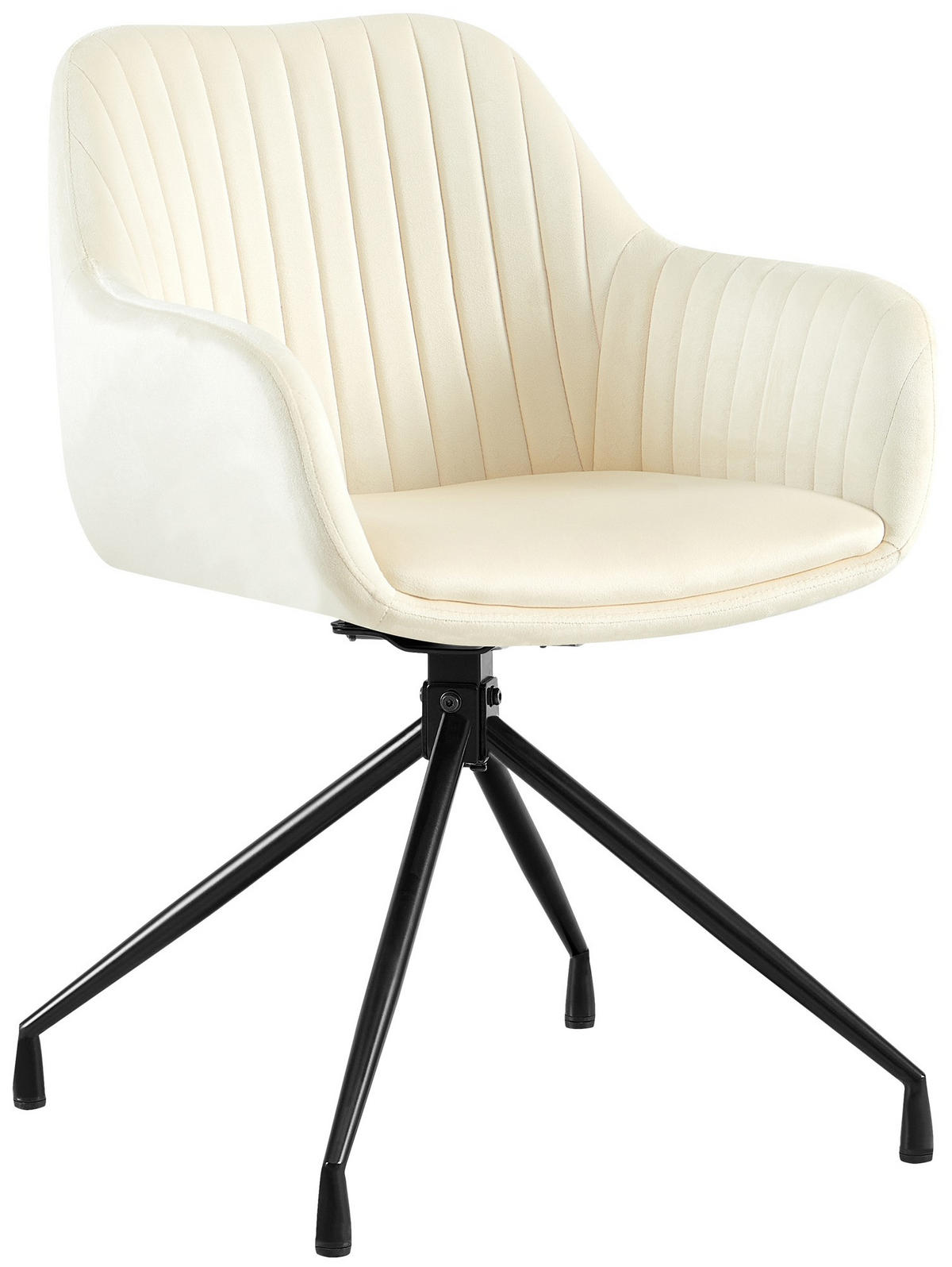 ESSZIMMERSTUHL Samt Creme - Creme/Schwarz, Textil/Metall (58/81/58cm) - CLP