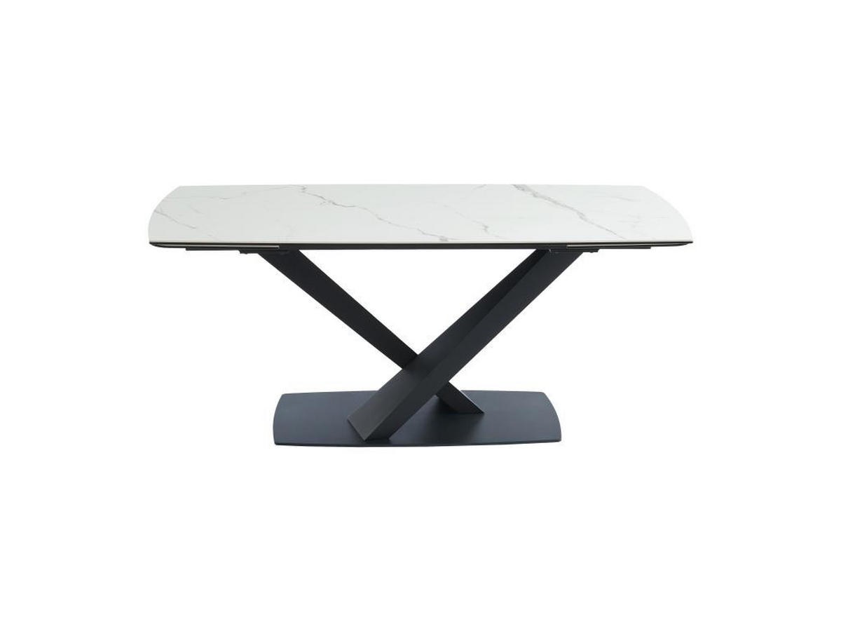 ESSTISCH ausziehbar - 6 bis 10 Personen - Sicherheitsglas, Keramik & Metall - Marmor-Optik Weiß & Schwarz - MALATA - Schwarz, Glas (260/90/76cm) - Vente-Unique