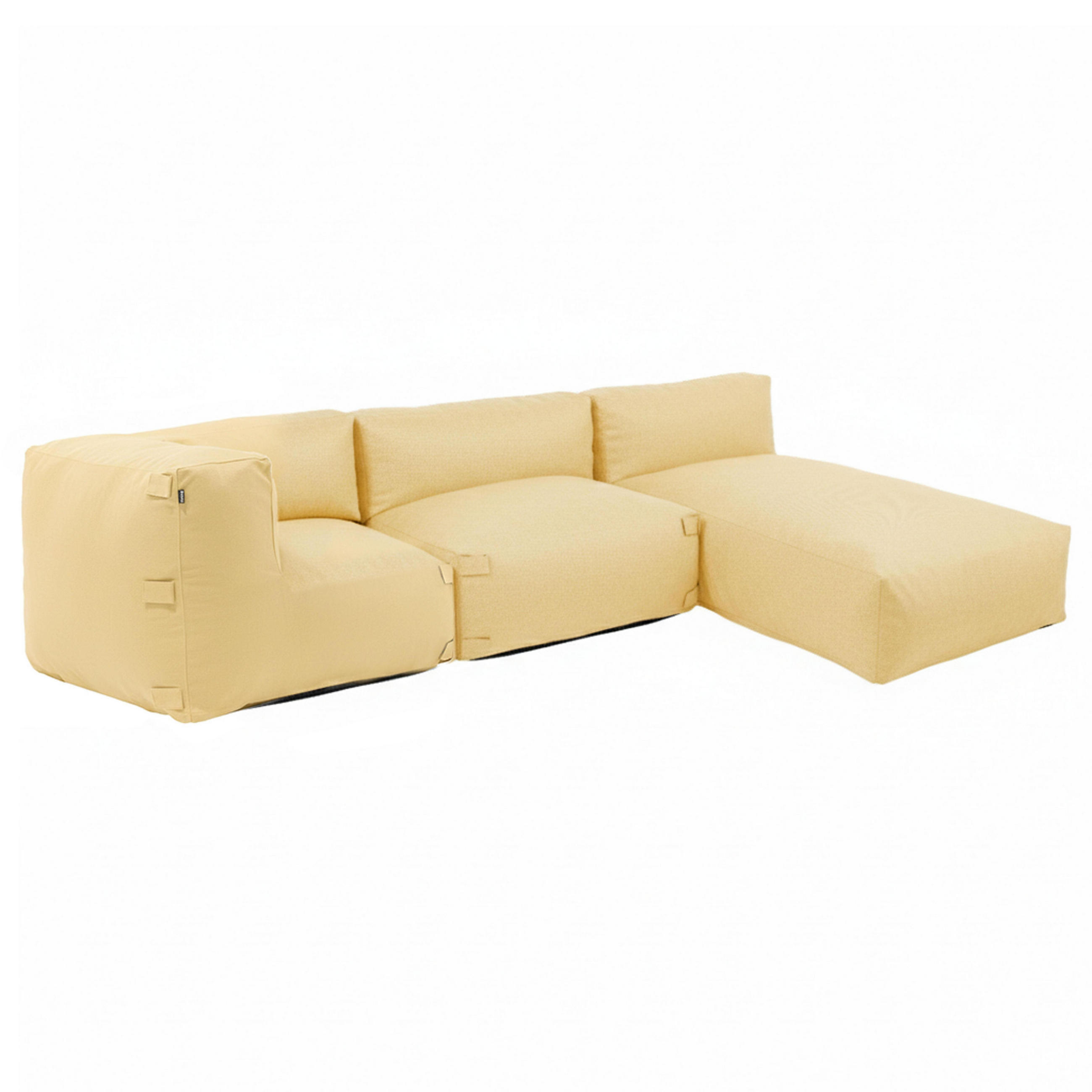 GARTENSOFA mit 3 Sitzplätzen, Hellgelb - Gelb, Textil (85/65/255cm) - Oviala