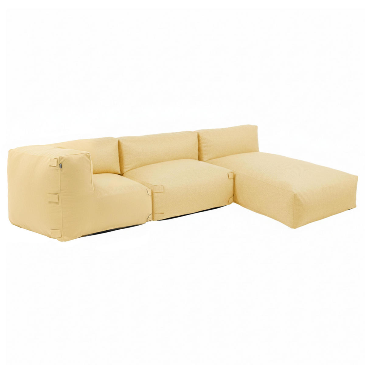 GARTENSOFA mit 3 Sitzplätzen, Hellgelb - Gelb, Textil (85/65/255cm) - Oviala
