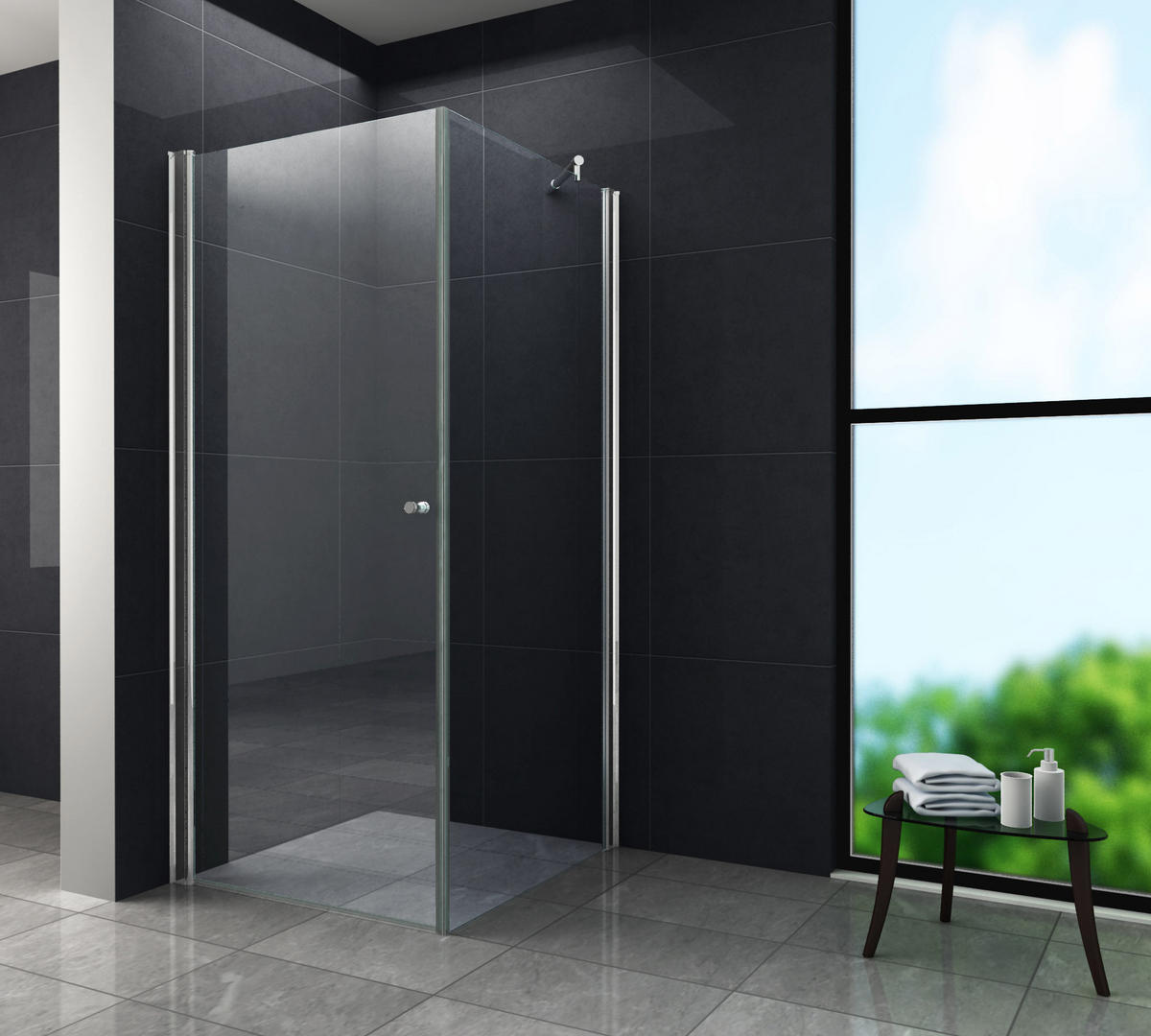 DUSCHKABINE SPA-FIX Klar 90 x 90 x 190 cm 8 mm ESG - Klar, Glas (90/90/190cm) - Glasdeals