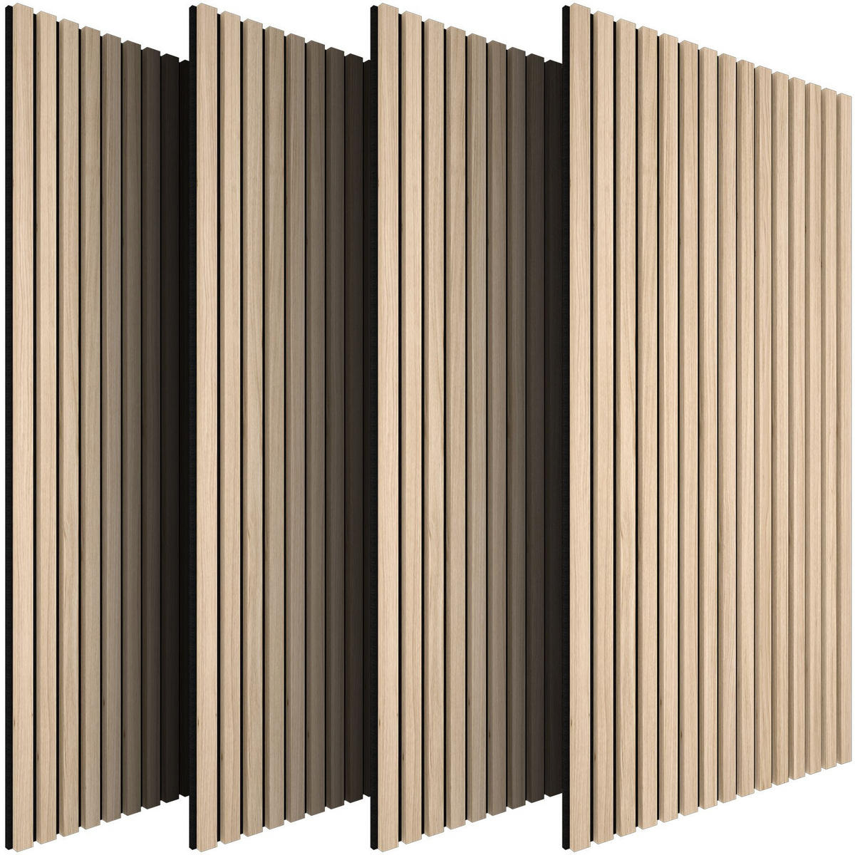 AKUSTIKPANEELE 4er Set Sonic Wall II Holzoptik Echtholzfurnier Eiche hell Größe flexibel anpassbar - Eichefarben, Holz (50/1.8/110cm) - tectake
