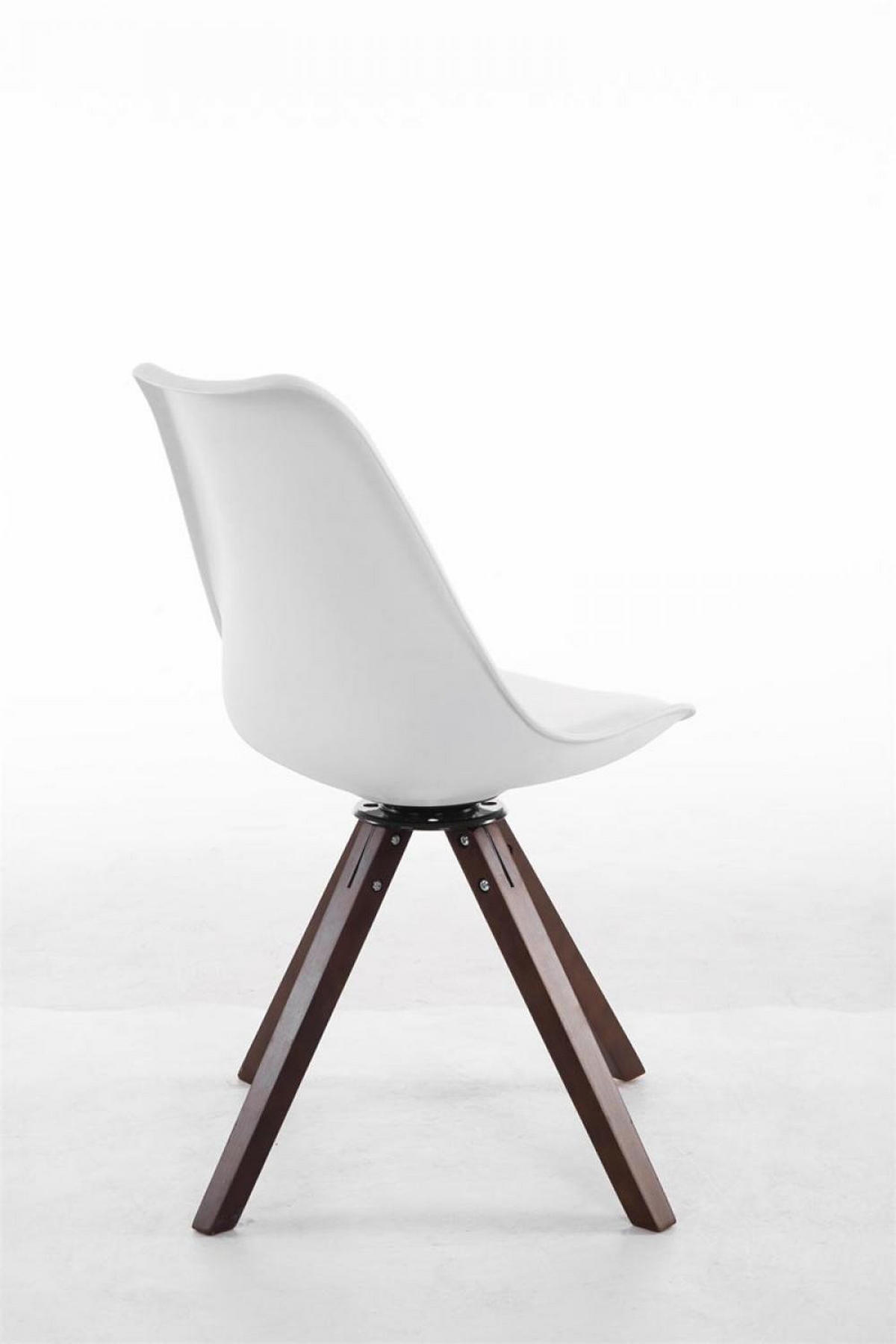 DREHSTUHL Lederlook weiß - Walnussfarben/Weiß, Holz/Textil (48/84/56cm) - CLP