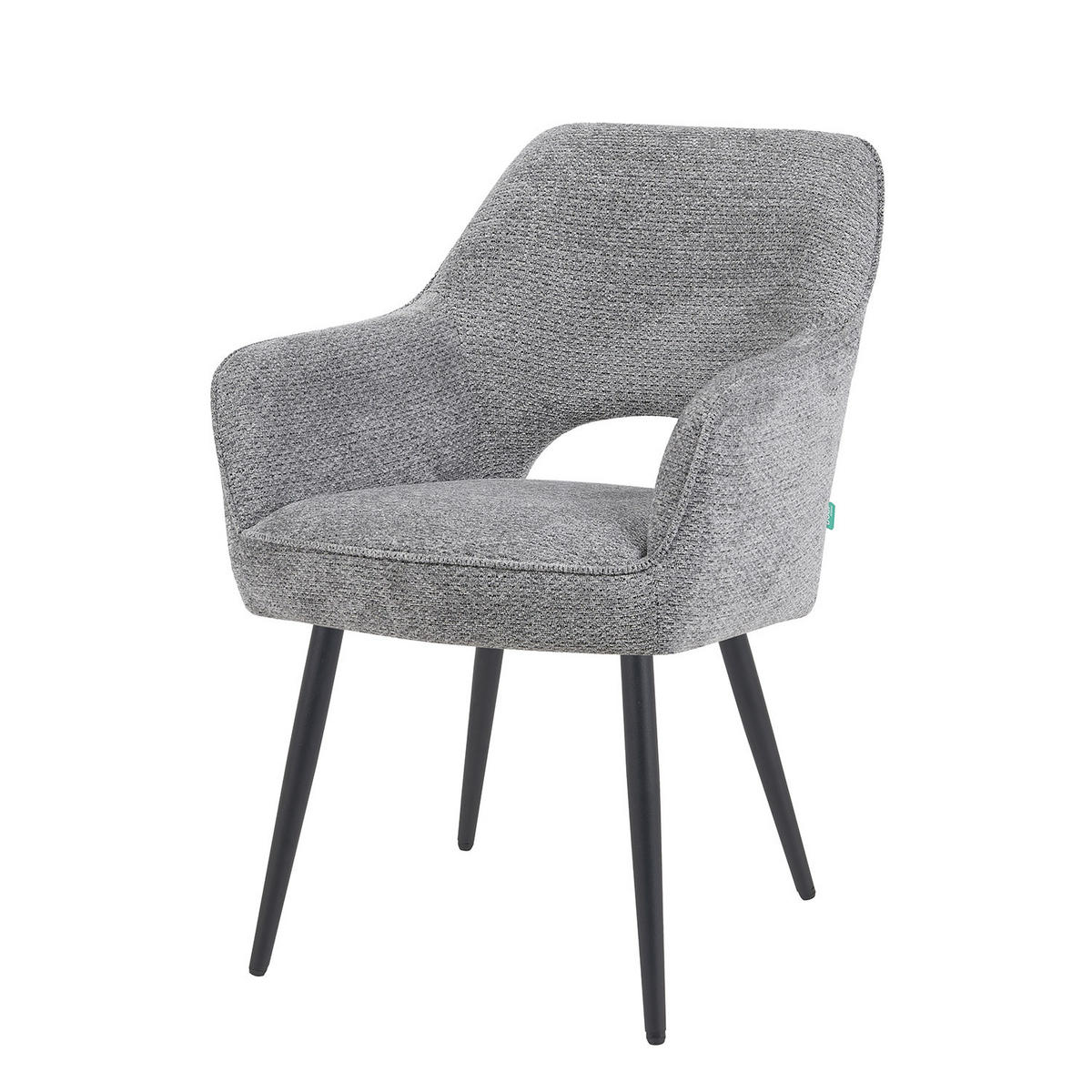 ESSZIMMERSTUHL Mika-Runa 2er-Set - Dunkelgrau/Schwarz, Textil/Metall (60/87/65cm) - DUBI Möbel