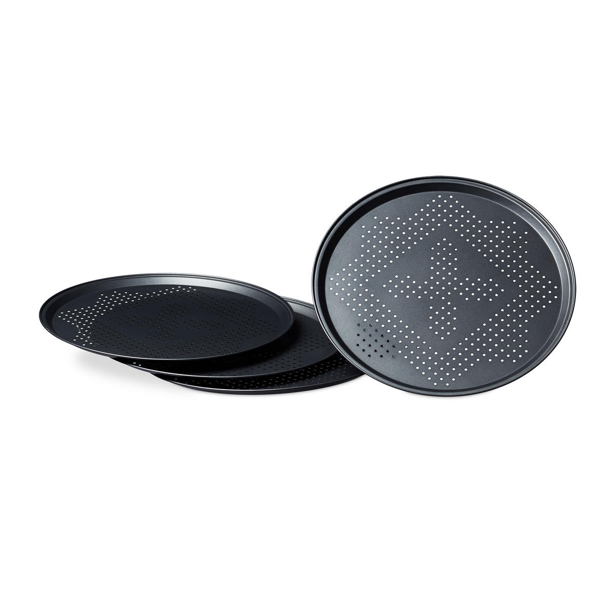 PIZZABLECHE Set - Anthrazit, Metall (32/1.3/32cm) - Relaxdays