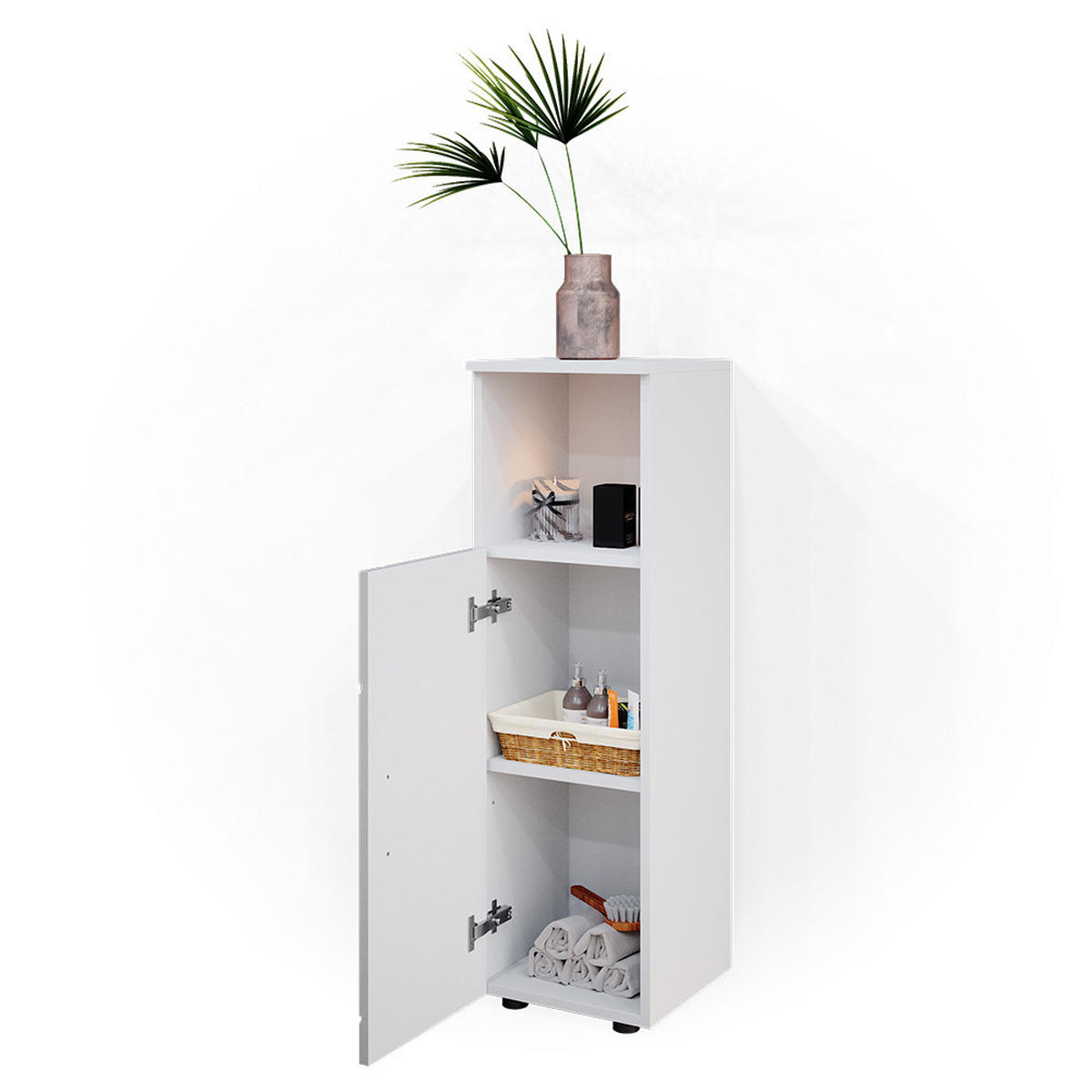 MIDISCHRANK Irma Weiß 30 x 95 cm - Weiß Hochglanz, Holzwerkstoff (30/95/30cm) - Vicco