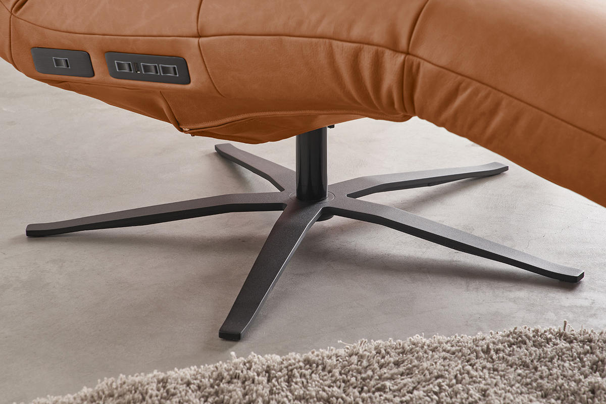 RELAXLIEGE LETICIA Braun Leder - Cognac/Schwarz, Leder/Metall (82/115/156cm) - KAWOLA