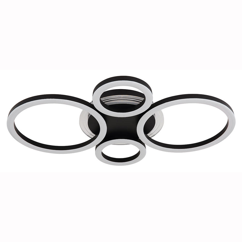 DECKENLEUCHTE LORETTA, LED, Metall, Schwarz, Ring 53 cm - Schwarz, Metall (53/35.5/6.1cm) - Globo Lighting
