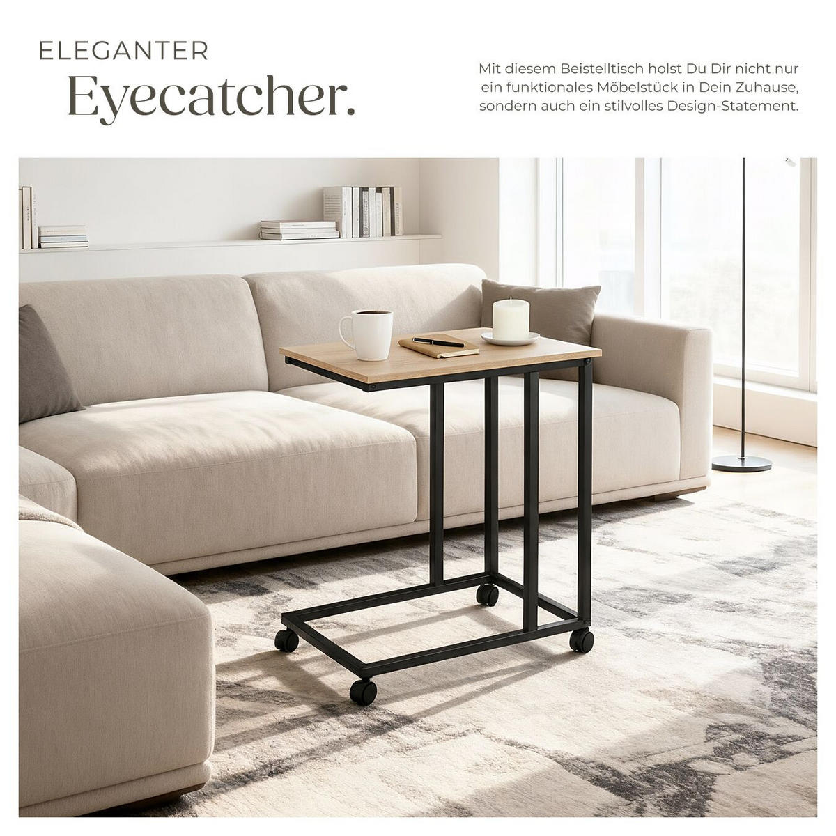 BEISTELLTISCH Luton, 48 x 35 x 70 cm, Industrial Holz hell, Eiche Sonoma - Naturfarben, Holz (48/35/70cm) - tectake