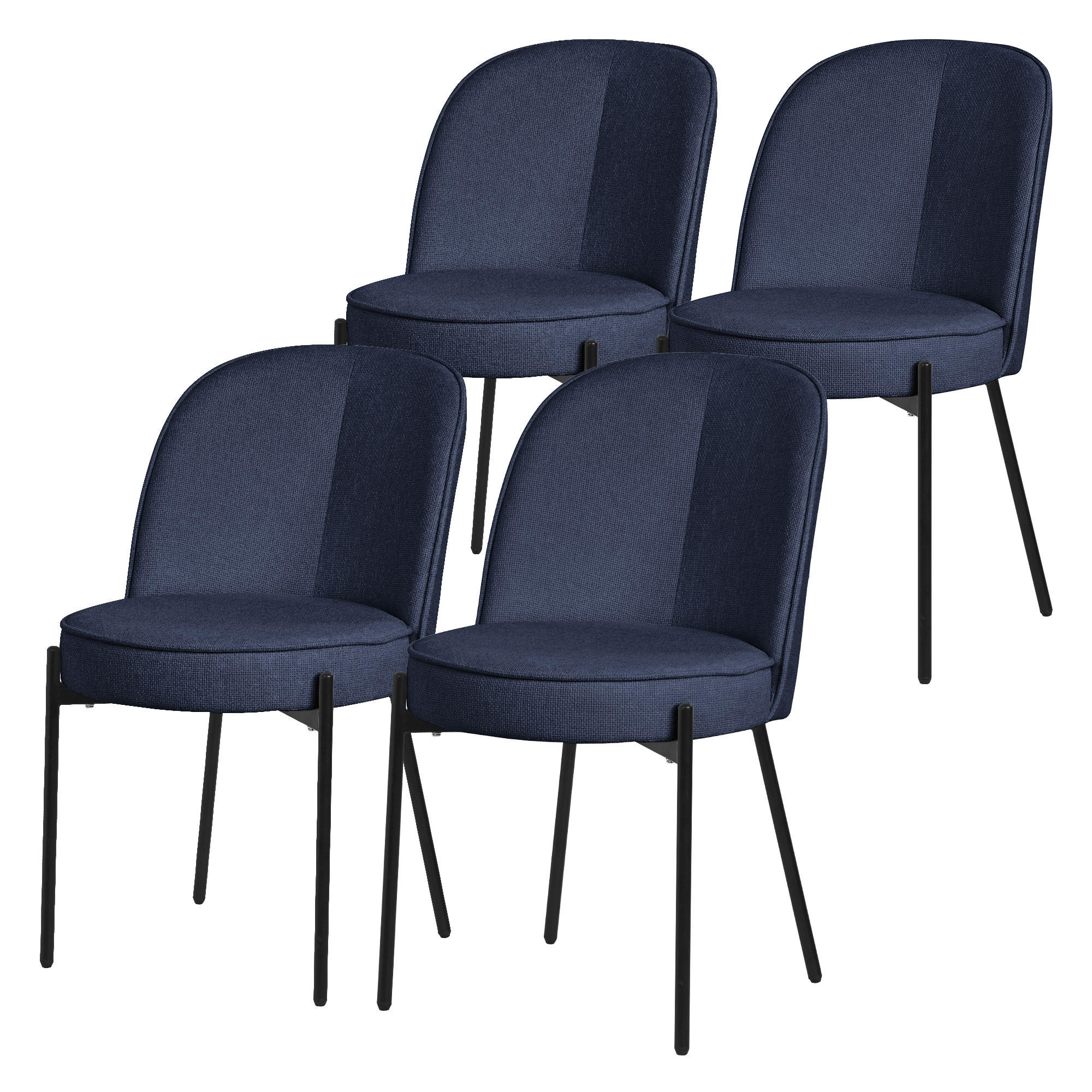 ML-DESIGN JÍDELNÍ ŽIDLE, sada 4 ks, tmavě modrá, s látkovým potahem