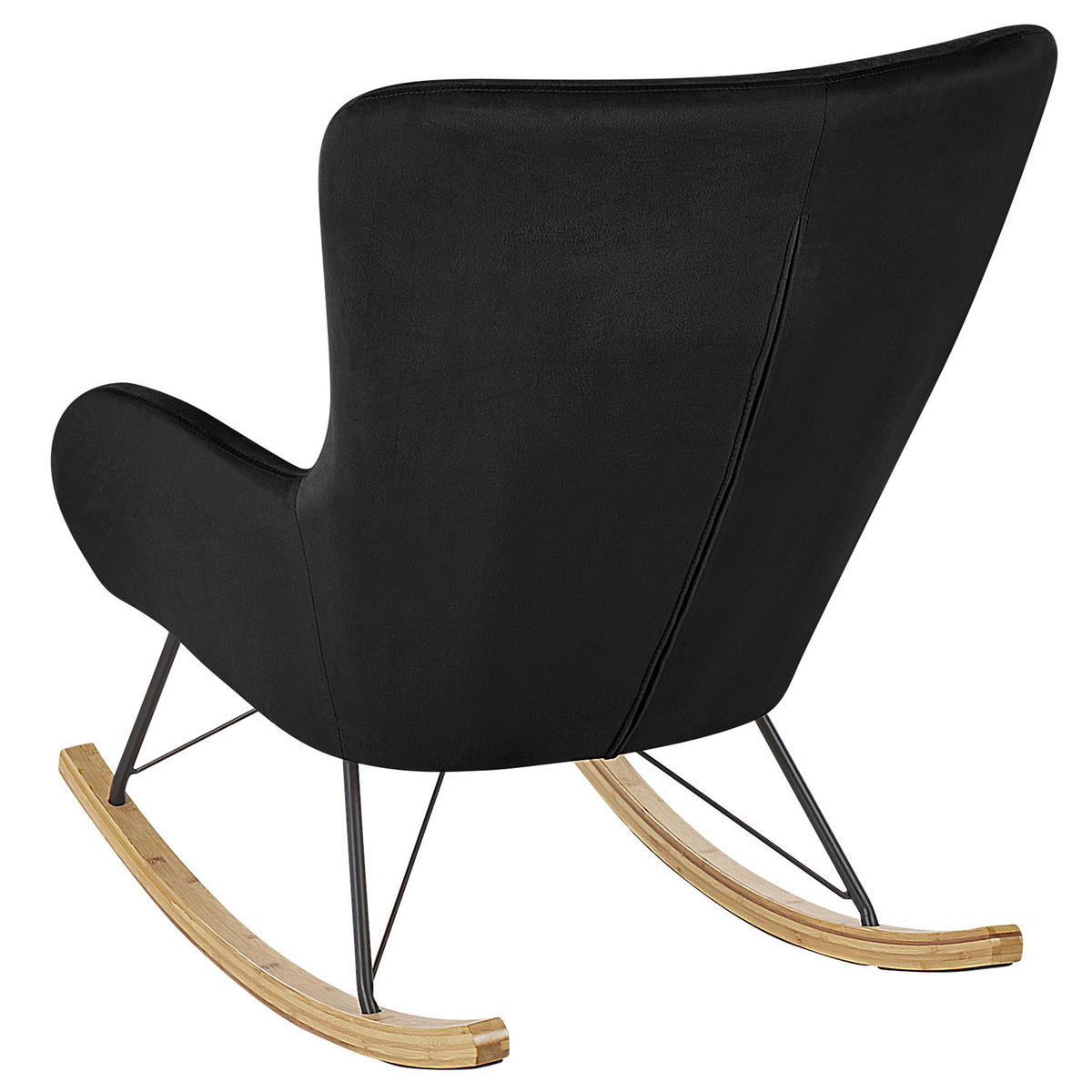 SCHAUKELSESSEL Samtstoff Schwarz Ellan - Hellbraun/Schwarz, Textil (71/97/90cm) - Beliani