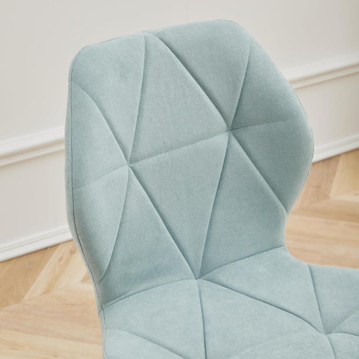 ESSZIMMERSTUHL 8er-Set Stoff Mintgrün Rautenmuster Metallbeine - Hellgrün, Textil (43/86/47.5cm)