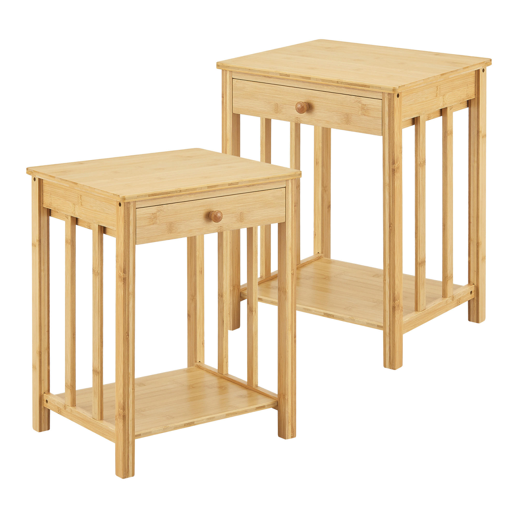 BEISTELLTISCH-SET 2 TLG. Ranua - Naturfarben, Holz (35/40/51cm) - [en.casa]