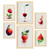 POSTER Set Mit 6 Rote Früchte Plakate Von Obst Gemüse & Gesunden Lebensmitteln Im Aquarell Kunst Auf Reinweißen A3 & A4 Rahmen Aus Hellem Holz - Beige, Papier (29/3cm) - Nacnic