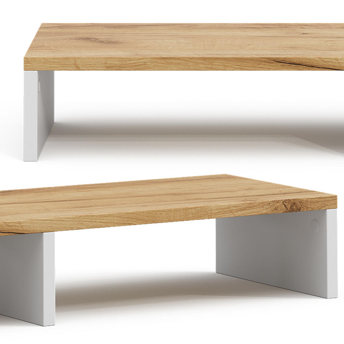 STOJAN NA MONITOR Tomy Bílý/zlatý dub - bílá/medově dubová, kompozitní dřevo (23.5/80/12cm) - Vicco