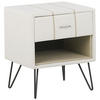 NACHTTISCH weiß Kunstleder schwarze Metallbeine 41/48/56 cm Betin - Weiß, Kunststoff/Textil (48/56/41cm) - Beliani