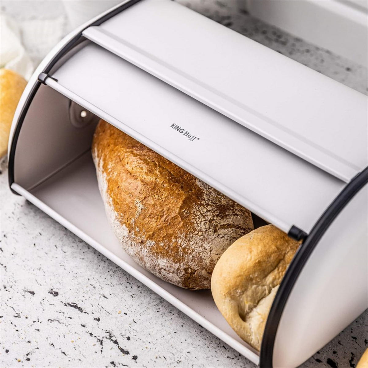 BROTKASTEN Weiß 44/27/18.5 cm KH1864 - Weiß, Metall (27/18.5/44cm) - Kinghoff 
