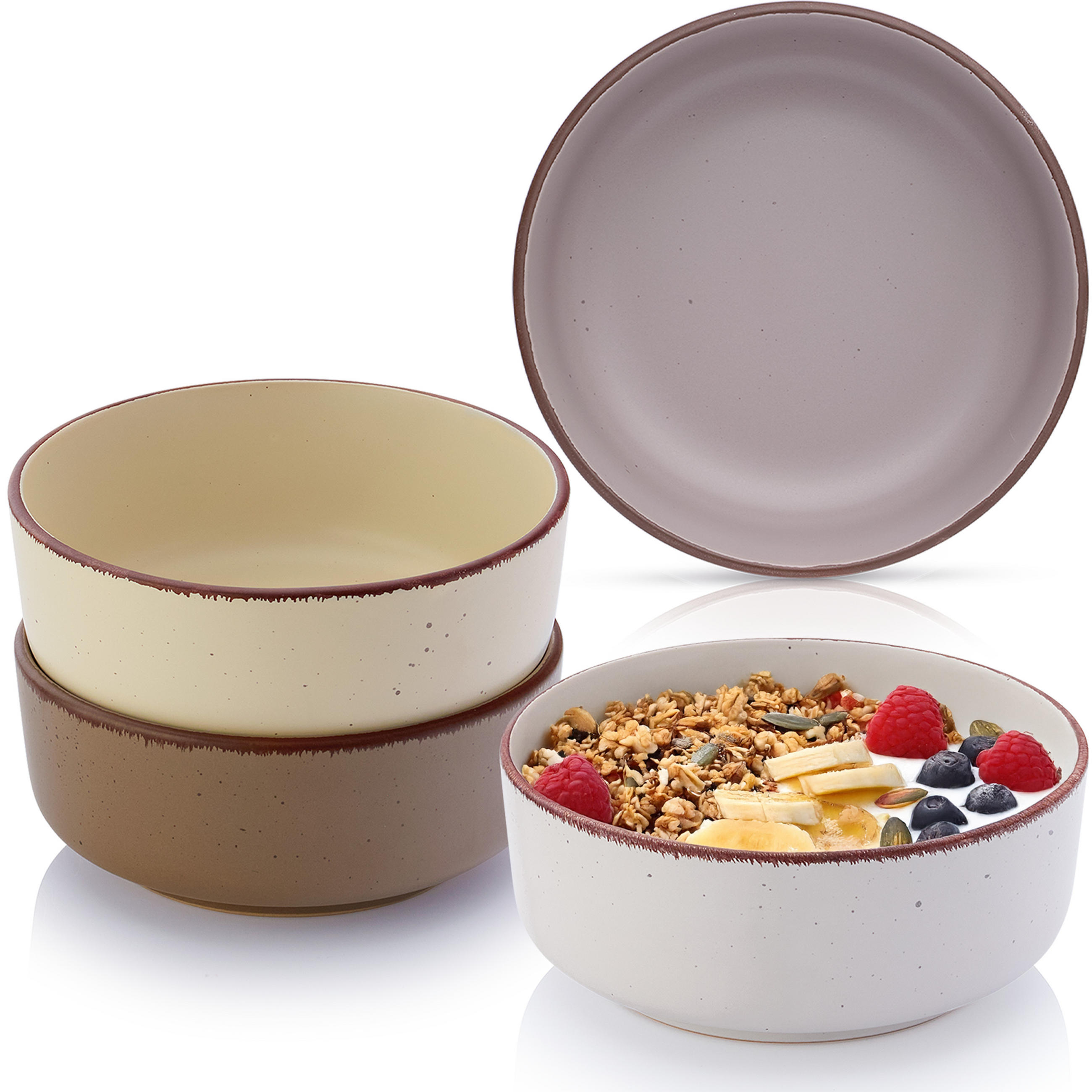 SCHALEN BOMBAY ERDFARBEN - 4 teilig aus Steingut - Creme/Braun, Stein (16.5/16.5/6.5cm) - Sänger