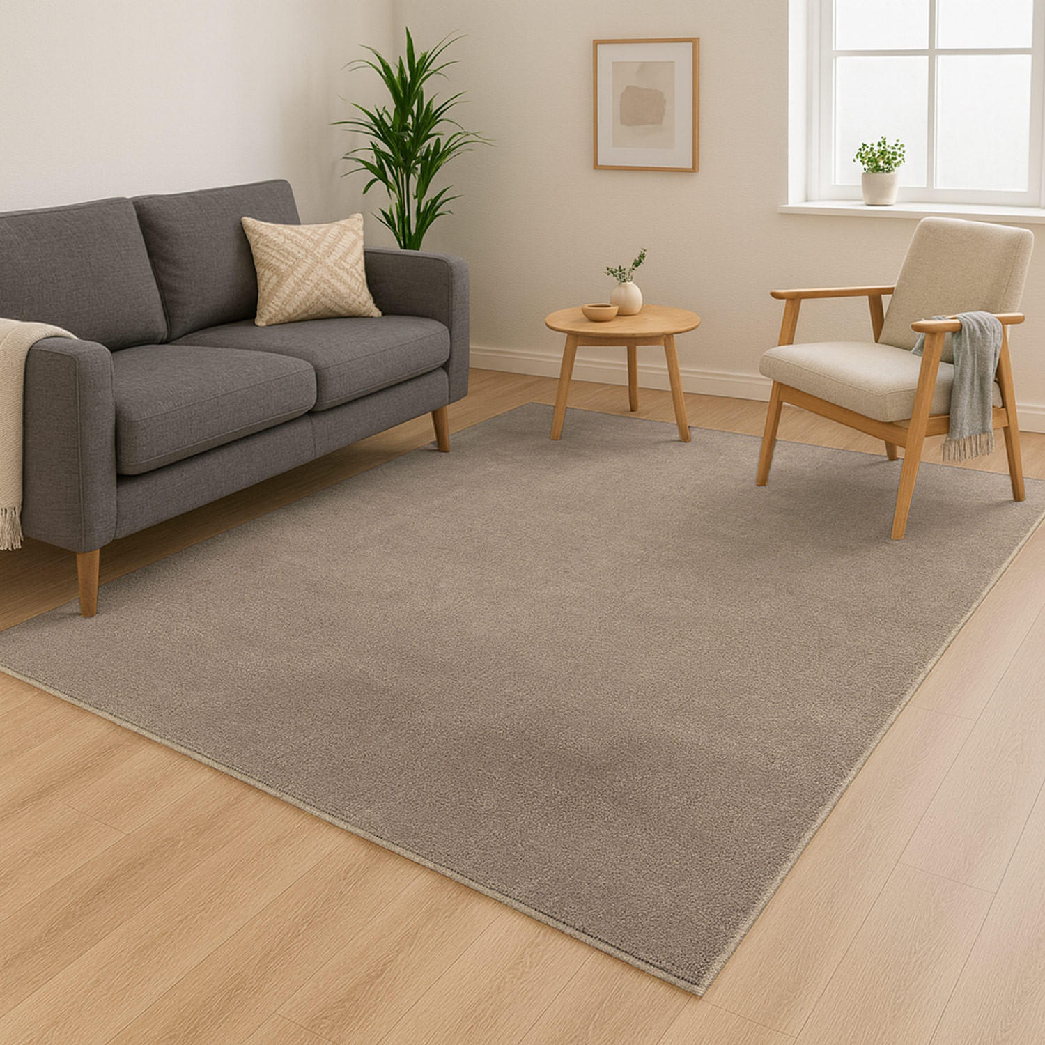 KURZFLOR-TEPPICH Waschbar Calma 200 Taupe 160x220 cm - Taupe, Kunststoff/Textil (160/220cm) - carpet city