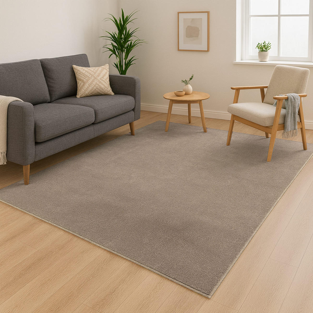 KURZFLOR-TEPPICH Calma 200 Taupe 120x160 cm - Taupe, Kunststoff/Textil (120/160cm) - carpet city