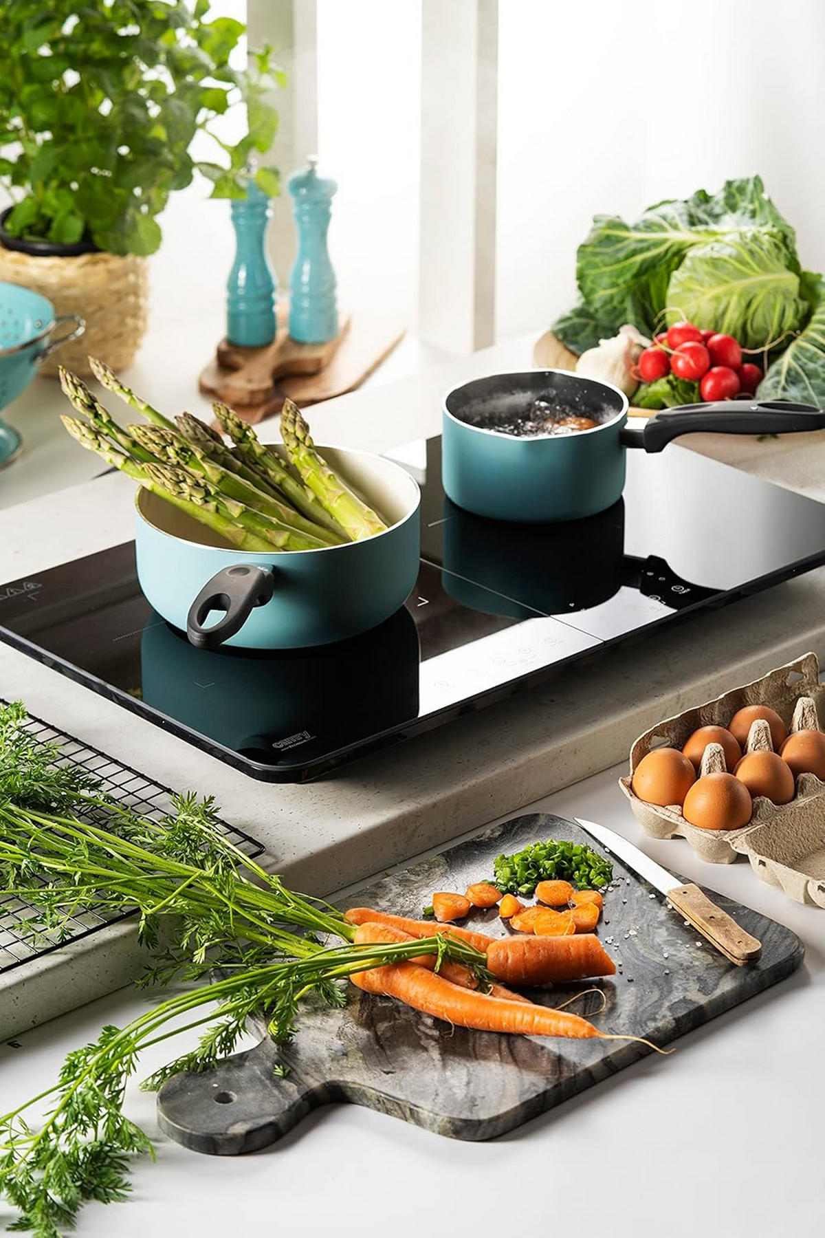 CAMRY CR6514 Induktionskochfeld 3500W – Doppelkochplatte Glaskeramik, Touch Display, 10 Stufen, Timer, mobil für Küche & Camping - Schwarz Hochglanz, Glas/Keramik (60/37/37cm) - camry