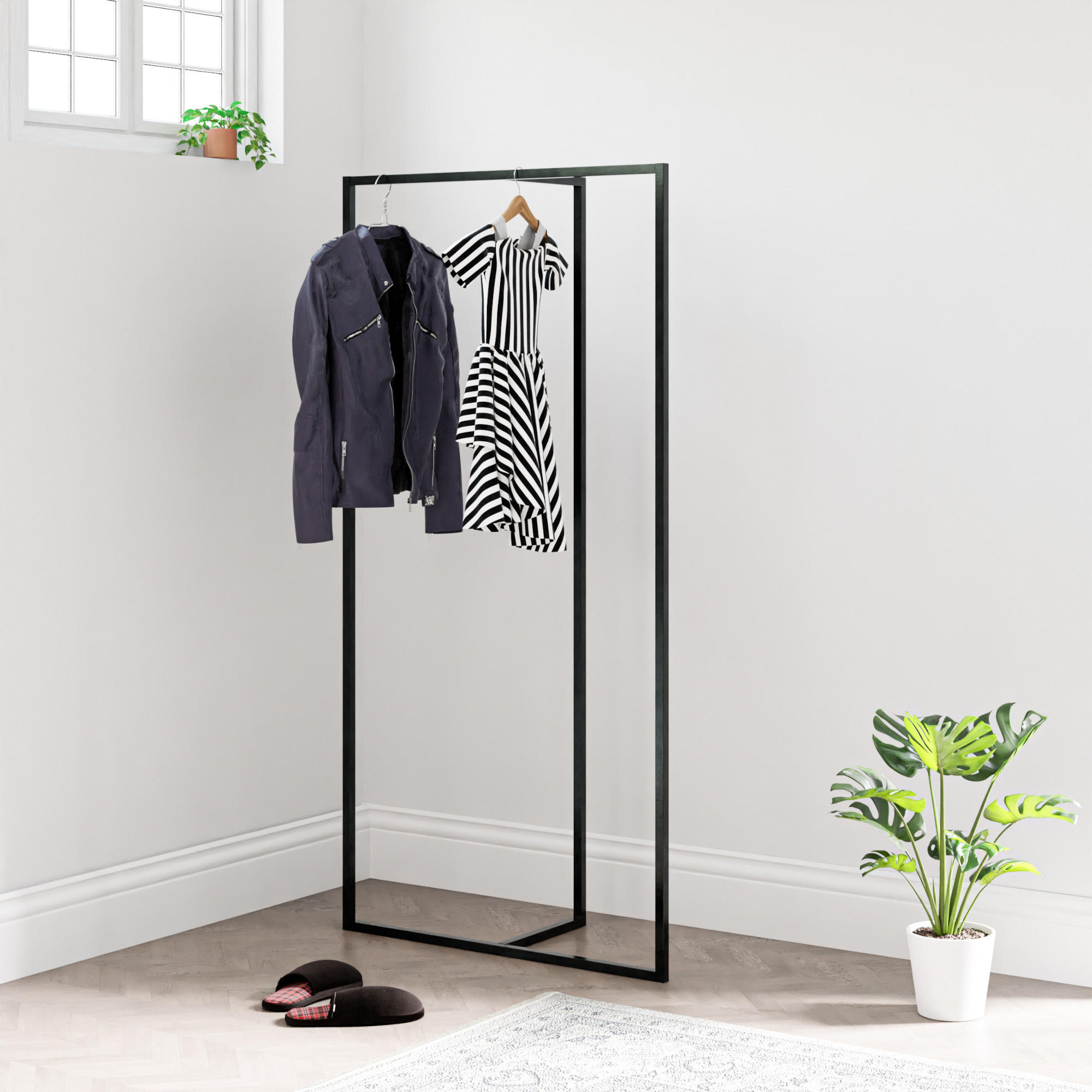 GARDEROBENSTÄNDER Hurdal - Schwarz, Metall (80/160/32cm) - [en.casa]