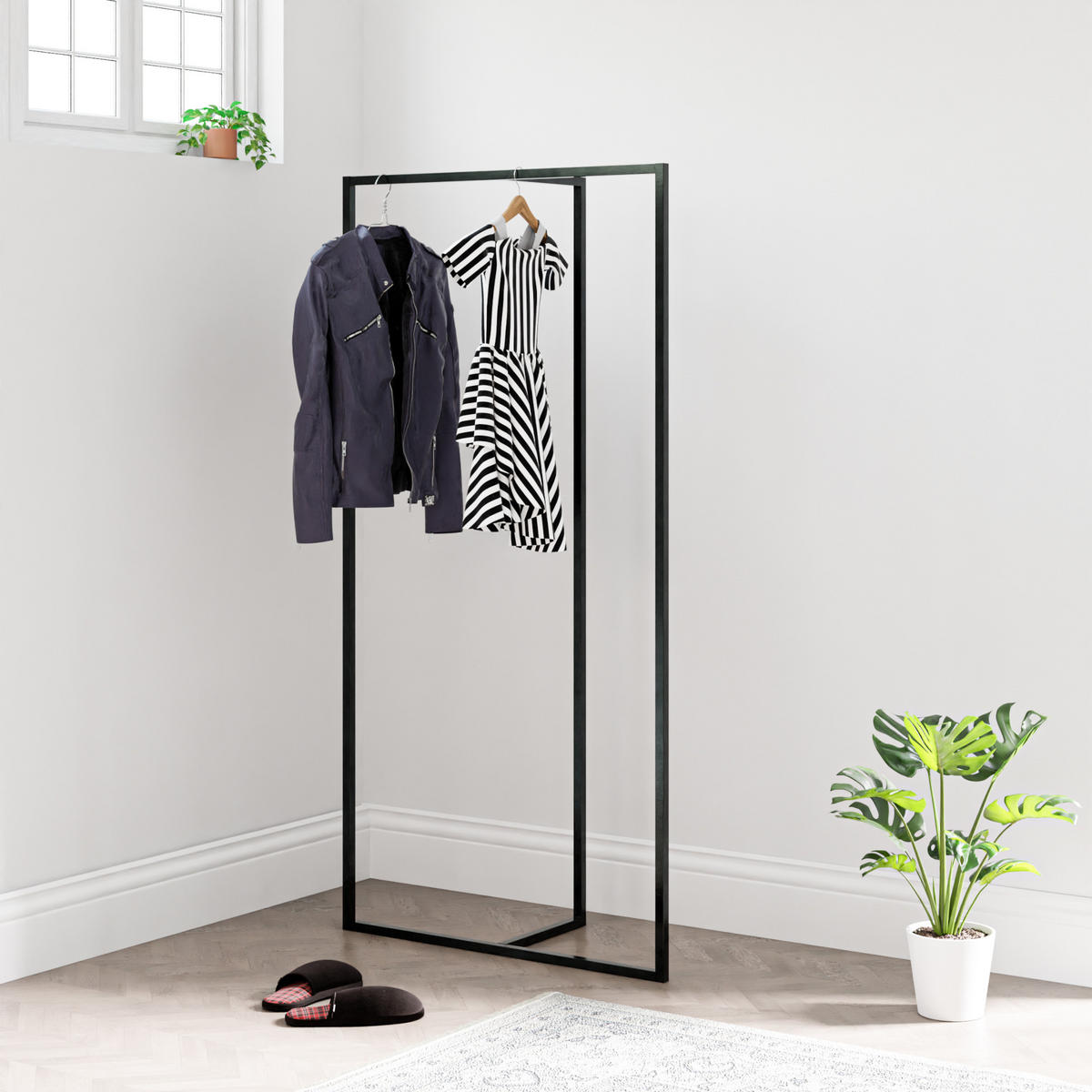 GARDEROBENSTÄNDER Hurdal - Schwarz, Metall (80/160/32cm) - [en.casa]