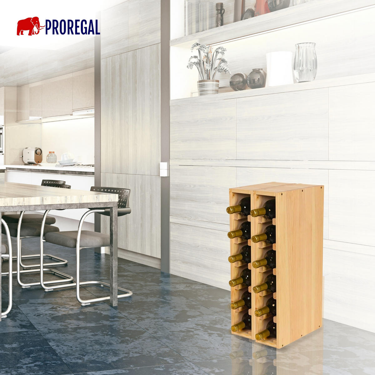 WEINREGAL MODULARES ELSASS 60x12x30cm Schmal Modul für 6 Flaschen - Kieferfarben, Holz (12/60/30cm) - PROREGAL