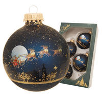 CHRISTBAUMKUGELN Midnight before Christmas Blau 7cm (Glas / 4 Stk.) - Blau, Glas (7/7/7cm) - Krebs Glas Lauscha